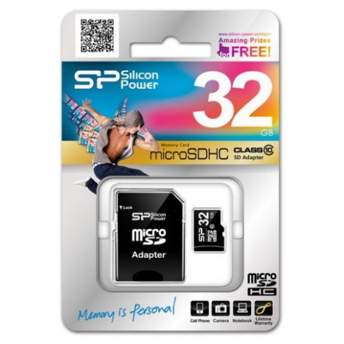 SILICON POWER MICRO SD 32GB C/ADATTATORE CLASSE 10 c/siae memorie removibili 32gb